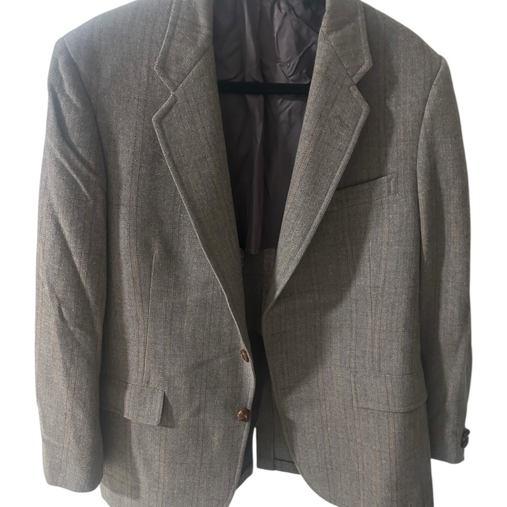 Hart Schaffner & Marx Men’s 38R Gray Herringbone 100% Wool Blazer Sport Coat USA
